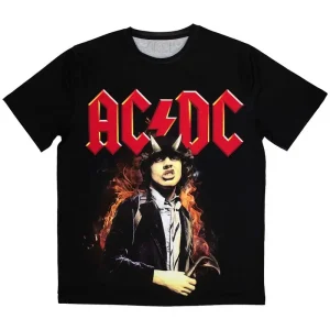 AC/DC Angus Highway To Hell Sublimation Black Medium T-Shirt