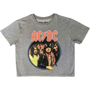 AC/DC Highway To Hell Circle Grey Cropped Ladies XX-Large T-Shirt