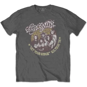 Aerosmith Cheetah Print Charcoal Grey Small T-Shirt