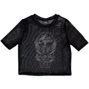 Alice Cooper Under My Wheels Mesh Cropped Back Ladies X-Small T-Shirt
