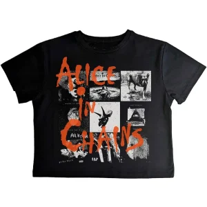 Alice In Chains Albums Montage Cropped Black Ladies XX-Large T-Shirt