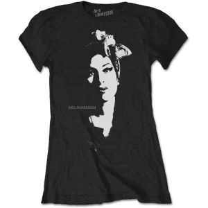 Amy Winehouse Scarf Portrait Black Ladies Small T-Shirt