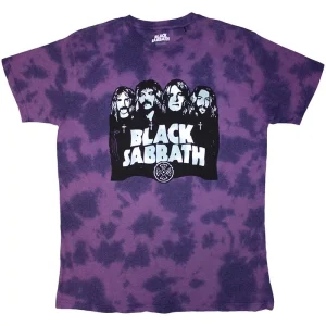 Black Sabbath Band & Logo Wash Purple Medium T-Shirt