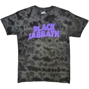 Black Sabbath Wavy Logo Wash Black Small T-Shirt