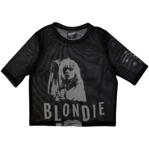 Blondie Mic Stand Mesh Cropped Black Medium T-Shirt
