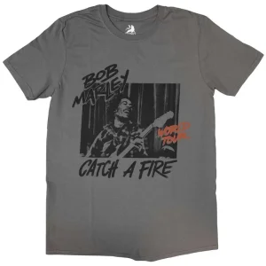 Bob Marley Catch A Fire World Tour Charcoal Grey X-Large T-Shirt