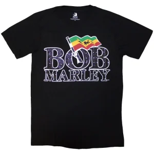 Bob Marley Flag Logo Black X-Large T-Shirt