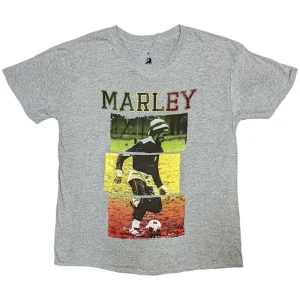 Bob Marley Football Text Grey Large T-Shirt