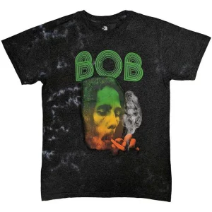Bob Marley Smoke Gradient Dip-Dye On Grey Large T-Shirt