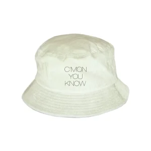 CMON YOU KNOW Embroidered Bucket Hat White