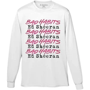 Ed Sheeran Bad Habits Stack White X-Large Long Sleeve T-Shirt