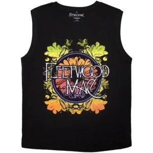 Fleetwood Mac Circle Floral Logo Black Medium Tank T-Shirt