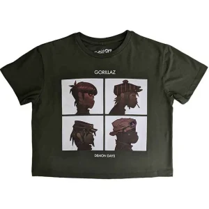 Gorillaz Demon Days Cropped Green Ladies Medium T-Shirt