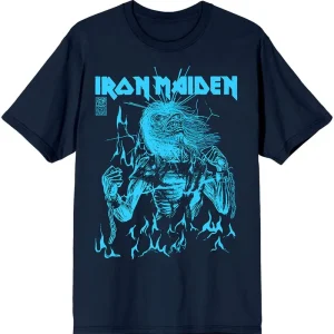 Iron Maiden 50 Life After Death Flames Navy Blue Medium T-Shirt