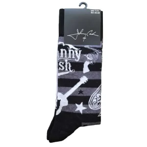 Johnny Cash Unisex Ankle Socks: Guitars ‘N Guns (Uk Size 7 – 11)