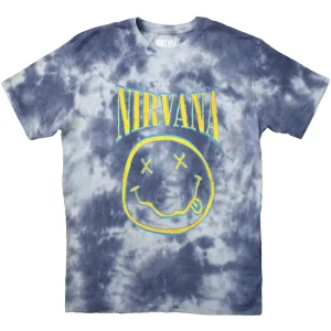 Nirvana Happy Face Washed Blue Stroke X-Large T-Shirt
