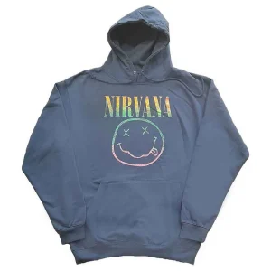 Nirvana Sorbet Ray Happy Face Turquoise Blue Large Hoodie