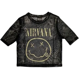 Nirvana Yellow Face Large Mesh Crop Top