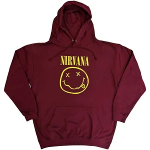 Nirvana Yellow Happy Face Maroon Red X-Small Hoodie