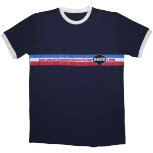 Oasis 1996 Tour Horizontal Stripes Navy Blue Small T-Shirt