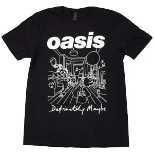 Oasis Definitely Maybe Line Drawing Black Large T-Shirt