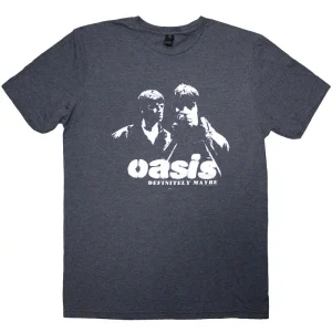 Oasis Definitely Maybe Photo Stencil Navy Blue Large T-Shirt