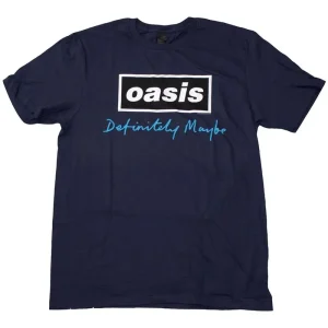 Oasis Definitely Maybe Text Logo Navy Blue Large T-Shirt