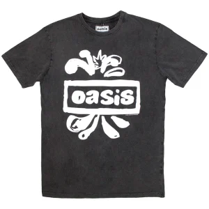 Oasis Logo Splat Stone Wash Charcoal Grey X-Large T-Shirt