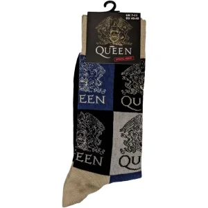Queen Unisex Ankle Socks: Crest Blocks (Uk Size 7 – 11)