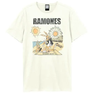 Ramones Rockaway Beach Amplified Vintage White Medium T-Shirt