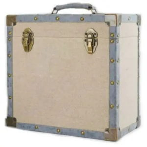 Record Storage Carry Case Cream Fabric