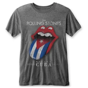 Rolling Stones Havana Cuba Burnout Charcoal Small Unisex T-Shirt