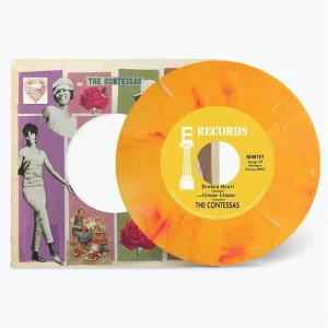 The Contessas Broken Heart / Gimme Gimme 7″ Vinyl Single Peach & White Marble Colour 2023