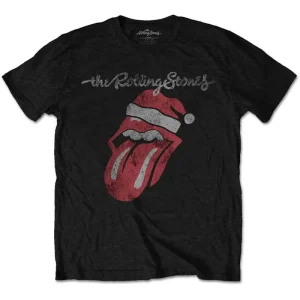 The Rolling Stones Santa Lick Black Large Christmas T-Shirt