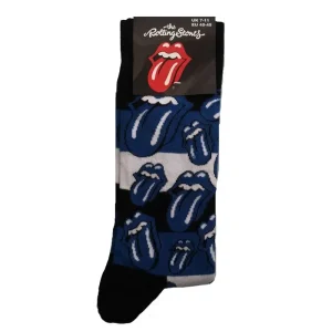 The Rolling Stones Unisex Ankle Socks: Blue Tongues (Uk Size 7 – 11)