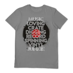 Vinyl Junkie Music Loving Crate Digging Grey Medium Unisex T-Shirt