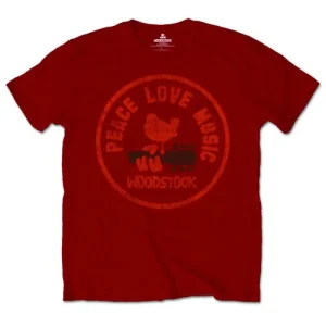 Woodstock Love Peace Music Maroon Red X-Large T-Shirt